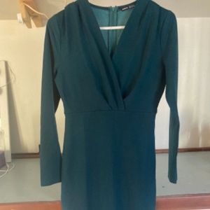 Dark Green V-Neck Dress
